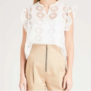 Sandro White Lace Blouse